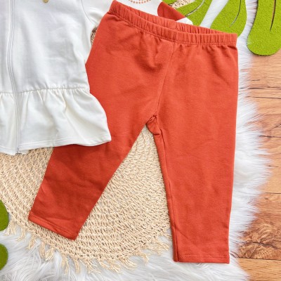 Conj. Jaqueta com Corações nas Mangas e Calça Legging - Off White e Ferrugem